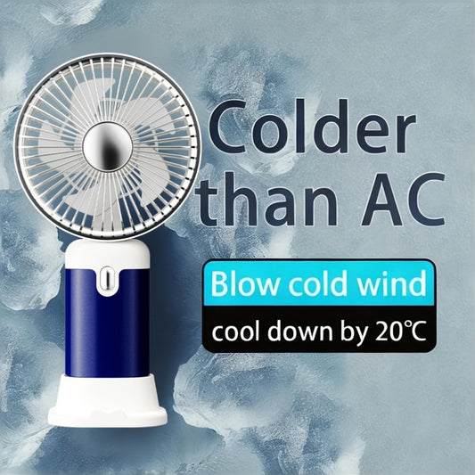 Handheld & Standing Fan Rechargeable USB | 3-Speed Portable Mini Fan, Foldable Dual-Mode Design for Travel, Office & Outdoor Use – Perfect Summer Gift for Women & Girls, White & Blue, 1pc & 2pcs