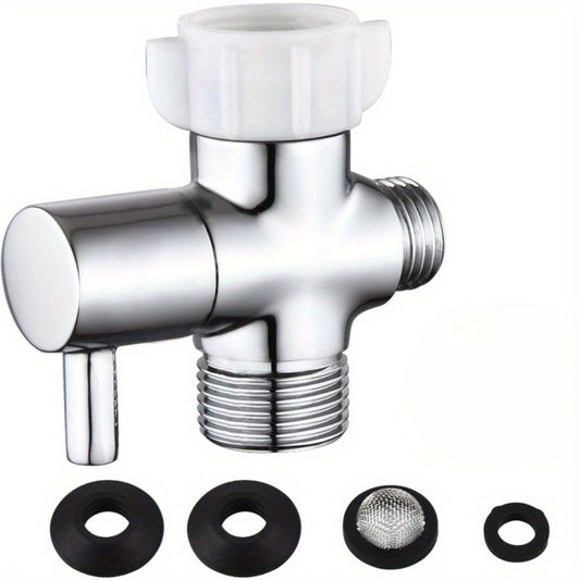 Toilet T-Adapter Diverter Valve with Shutoff - 304 Stainless Steel G7/8 American Thread, Chrome Finish, O-Ring & Mesh Filter Included, No Electricity Required, Universal Toilet Accessory