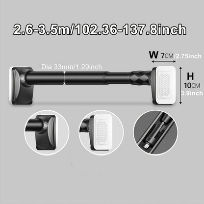 Telescopic Curtain Rod No Drill 15.75"-196.85" Adjustable Shower Curtain Rod 33mm for Large Windows