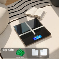 High-precision black 3-in-1 electronic scale + tape measure + storage rack