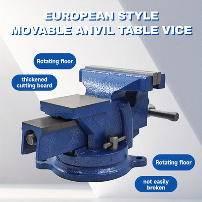 Bench Vise 5-Inch 360-Degree Swivel Base – Heavy-Duty Cast Iron Tabletop Vise with Pipe Jaws & Anvil, Locking Mechanics Clamp for Woodworking, Metalworking, Soldering & DIY