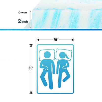 Cooling Gel Swirl Mattress Breathable Lightweight Comfort Foam Bed - Twin Full Queen King + Ergonomic Foam Neck Support Pillow - Choose Mattress Thickness 2in 3in or Gray Pillow Separately or Combined