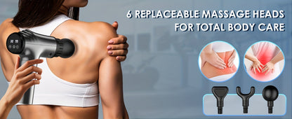 Massage Gun Deep Tissue - GVBER 6-Head Handheld Muscle Massager for Body Pain Relief, Relaxation & Recovery - Gift for Women Men