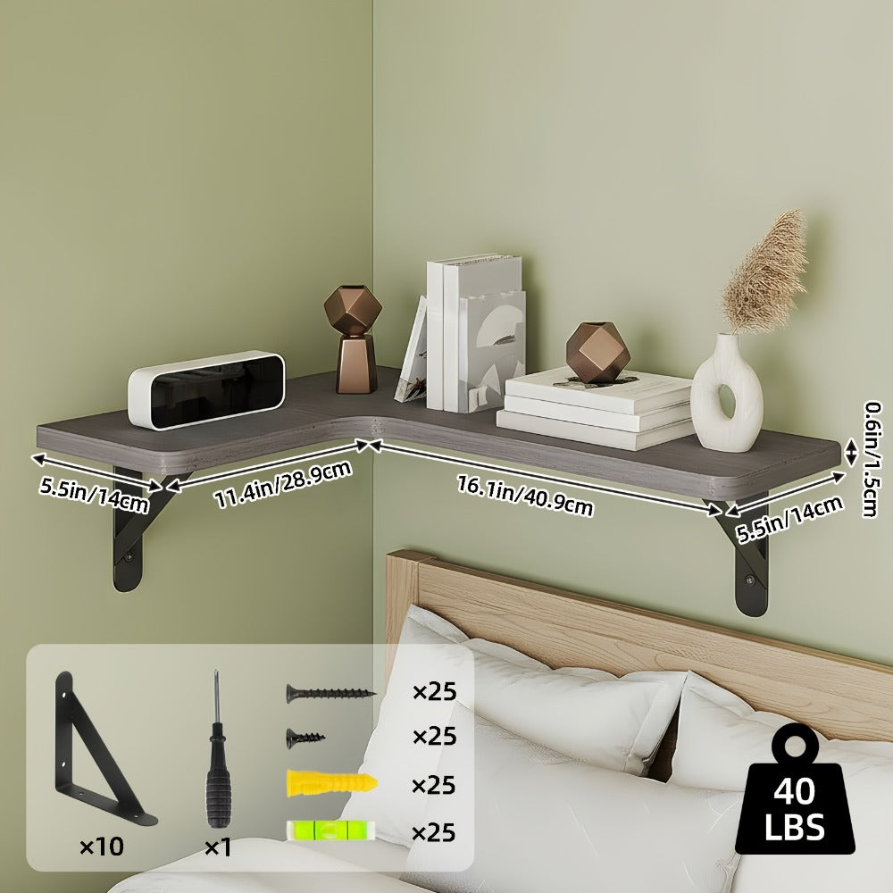 Corner Floating Shelves Wall Mounted Set – Multi-Color Rustic Corner Shelf for Bedroom, Bathroom, Kitchen & Living Room