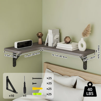 Corner Floating Shelves Wall Mounted Set – Multi-Color Rustic Corner Shelf for Bedroom, Bathroom, Kitchen & Living Room