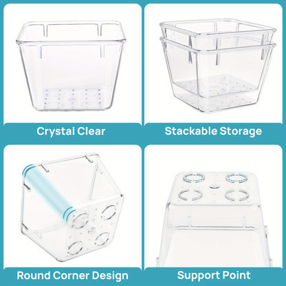 Clear Drawer Organizer Set 60pcs Plastic Storage Bins 4 Sizes for Desk Office Home Kitchen