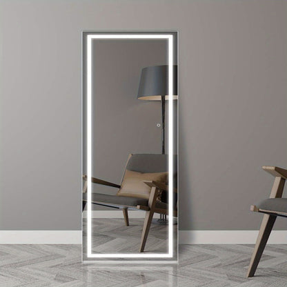LED Full Length Mirror with Lights, Touch Control Lighted Full Body Mirror, Free Standing Wall Mounted Leaning Bedroom Mirror with LED Light Strip for Dressing Room Vanity