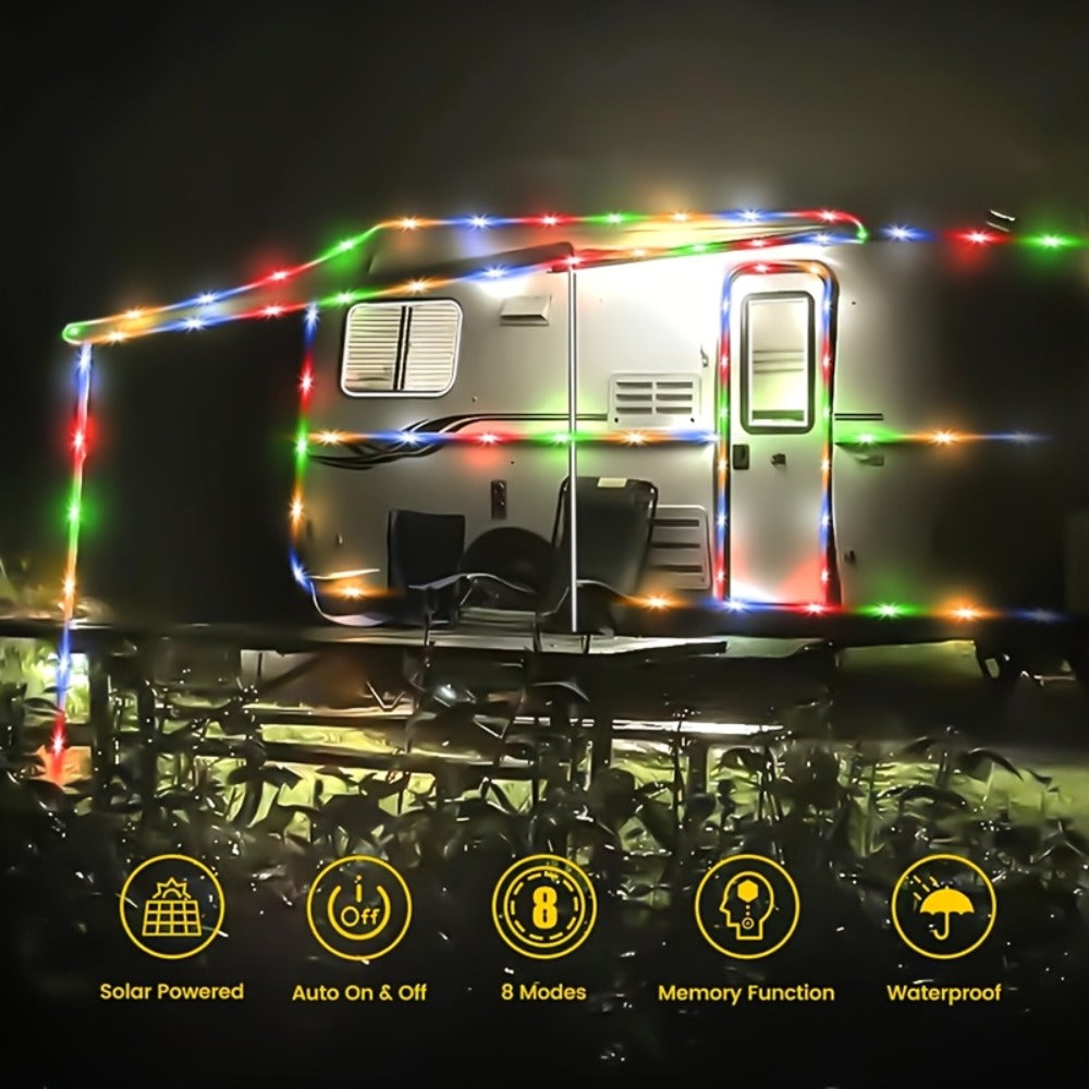 Solar Rope Lights Outdoor 33FT 100LED RGB – 8 Modes IP65 Waterproof String Lights for Garden, Patio, Party & Holiday Decor