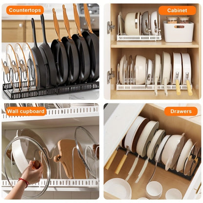 13-Shelf Metal Kitchen Storage Rack Organizer – Extendable Cookware & Utensil Shelf for Cabinet, Countertop, Sink – Freestanding Kitchen Cabinet Organizer with Golden Tube Design