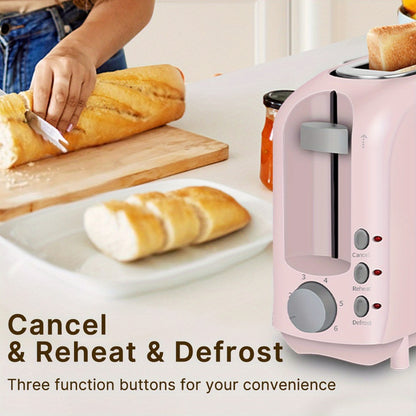 2-Slice Toaster – 6 Shade Settings, Cancel, Reheat & Defrost Functions, Removable Crumb Tray, 750W Compact Design for Bread, Waffles & Bagels, Available in Red, White, Black, Yellow, Pink & Blue