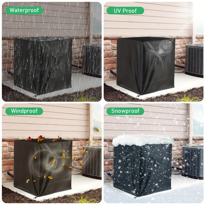 Outdoor AC Unit Cover 30x30x32 Inch Waterproof | Air Conditioner Protector with Drawstring Closure for Condenser & HVAC – All-Weather UV & Rain Shield, 210D Oxford Cloth, Black
