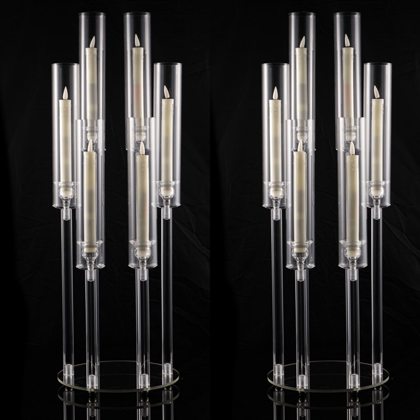 Acrylic Candelabra 6-Arm Candlestick Holder 26.8 Inch Clear Crystal Candle Holders Bulk for Wedding Table Centerpieces, Party Home Decoration, Valentine's Day Anniversary Christmas
