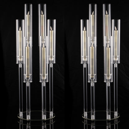 Acrylic Candelabra 6-Arm Candlestick Holder 26.8 Inch Clear Crystal Candle Holders Bulk for Wedding Table Centerpieces, Party Home Decoration, Valentine's Day Anniversary Christmas