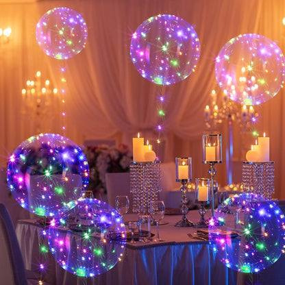 LED Bubble Balloon Set 40 Pack (20 Balloons + 20 LED Lights) for Birthday Wedding Christmas Halloween Party Decoration – White & Yellow, Helium Compatible, Battery Not Included
