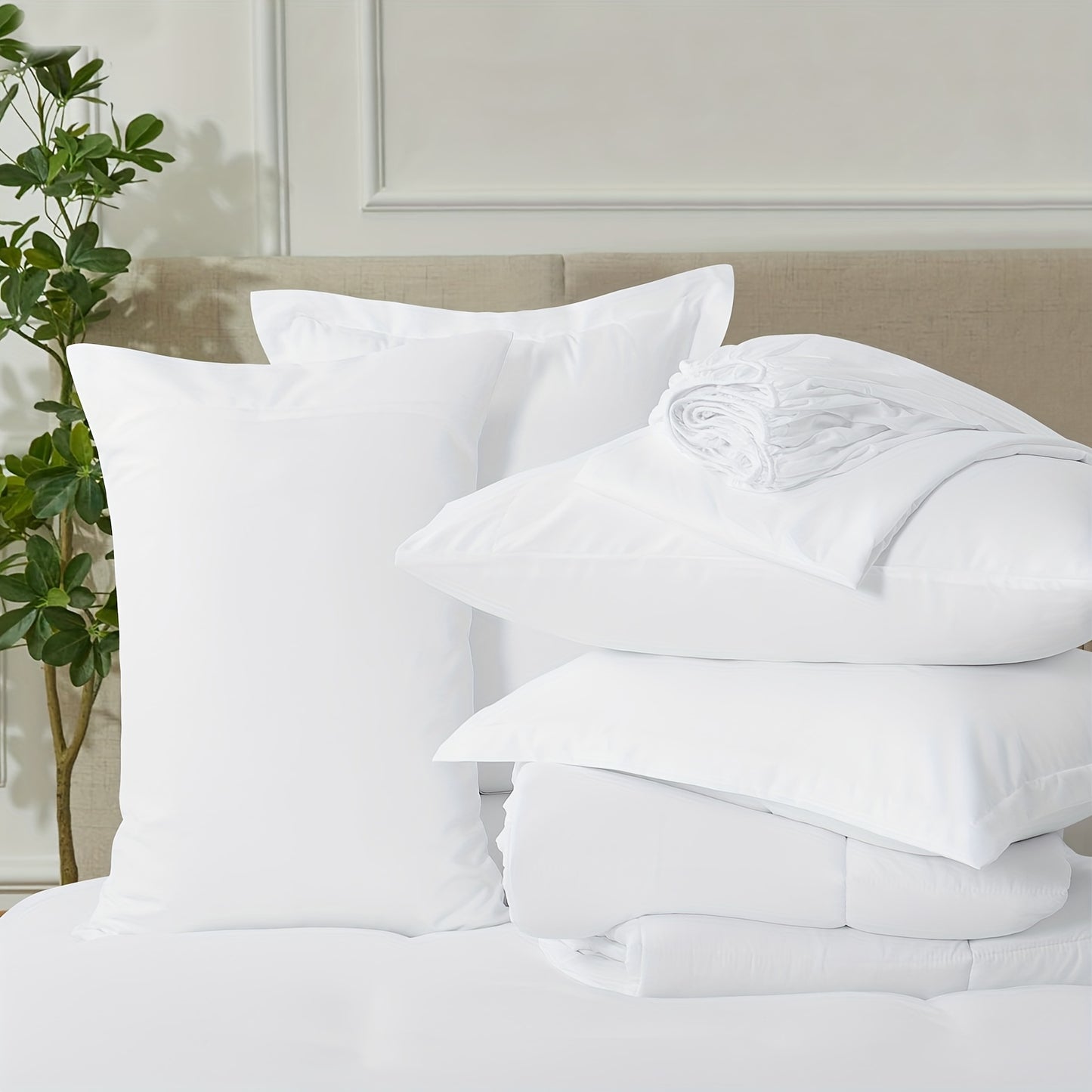 7 Piece Comforter Set Luxury Soft Fluffy Bedding All Season Bed in a Bag with Comforter Fitted Sheet Flat Sheet Pillowcases Hypoallergenic Breathable Easy Care Queen King Twin XL Full