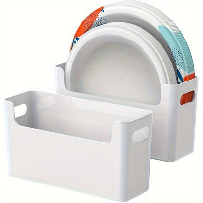 Plate Organizer for Kitchen Counter - Stackable Dish Rack for 6 to 9.5 Inch Plates, Durable Plastic Plate Storage with Colorful Lids, Space-Saving Design for Kitchen, RV, Camping or Outdoor Use