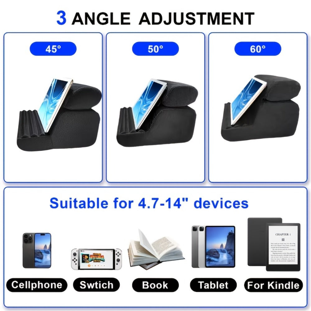 Tablet Pillow Stand Lap Bed Holder – Hands-Free Viewing, Foldable, Washable Cover, Fits iPad iPhone E-Reader