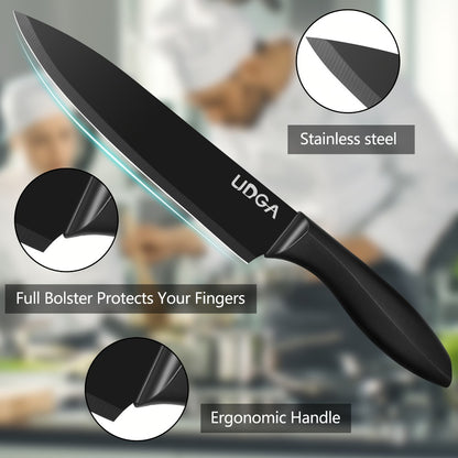 Stainless Steel Kitchen Knife Set Chef Knife Damascus Black Knife Block