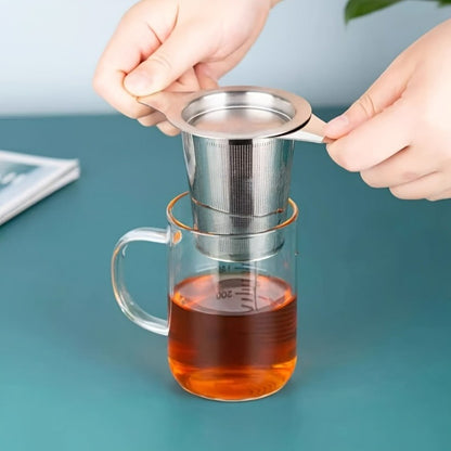 Stainless Steel Tea Strainer Set of 4 with Lid – Fine Mesh Tea Infuser with Dual Handles for Loose Leaf Tea, Herbs & Spices – Ergonomic Grip, Durable & Easy to Clean