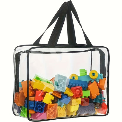 Clear PVC Storage Bags Set of 4 - Transparent Zipper Organizer Bags, Foldable Portable Multi-Use Storage for Home Travel
