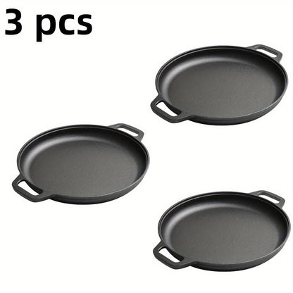 Pre-Seasoned Cast Iron Pan Set - Non-Stick Multifunctional Skillet for Pizza Home Kitchen Outdoor Cooking, Even Heating Compatible with All Stoves, 1/2/3 Piece Options