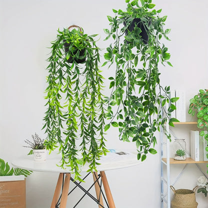 Artificial Hanging Ivy Vines – Fake Eucalyptus & Mandala Green Vine Plants for Indoor Wall Decor – Faux Hanging Plants for Bedroom, Bathroom, Balcony, Bookshelf & Living Room Aesthetic – 6 or 8 Pack