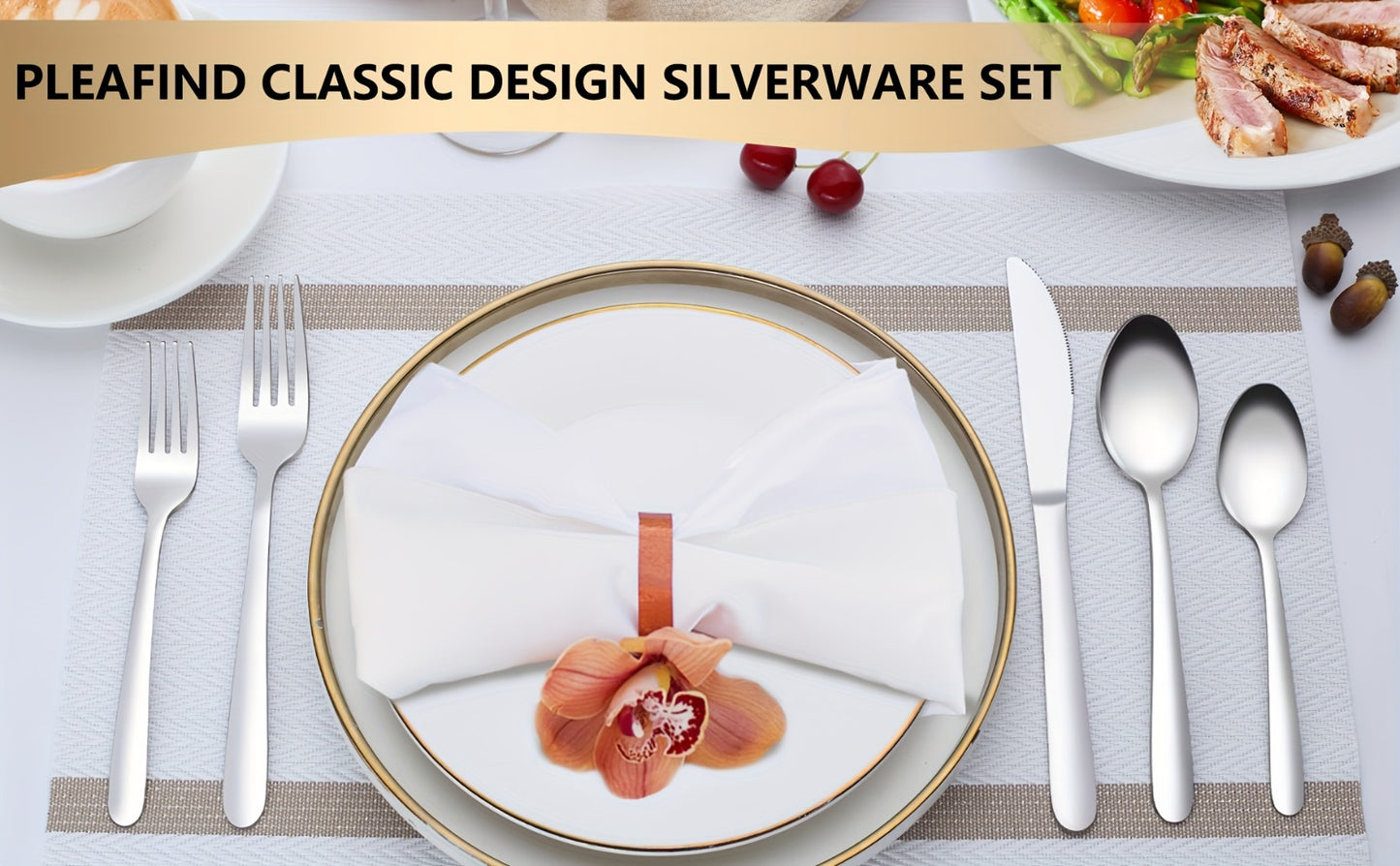 Stainless Steel Silverware Set 60 or 90 Piece with Gift Box – Service for 12 or 18, Includes Steak Knives, Salad Forks & Dessert Spoons, Dishwasher Safe Cutlery for Home, Wedding & Outdoor