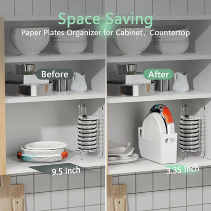 Plate Organizer for Kitchen Counter - Stackable Dish Rack for 6 to 9.5 Inch Plates, Durable Plastic Plate Storage with Colorful Lids, Space-Saving Design for Kitchen, RV, Camping or Outdoor Use