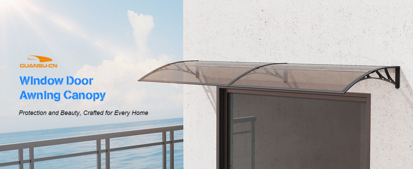 Window Awning Door Canopy Polycarbonate Overhang – UPF 50+ UV & Rain Protection, Leak-Proof Hollow Sheet, Weather-Resistant Outdoor Patio Awning for Doorways, Windows, Storefronts – Multiple Sizes & Colors