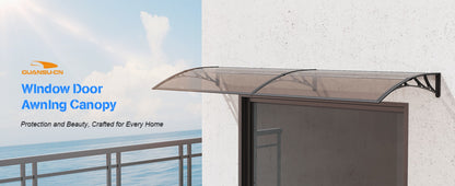 Window Awning Door Canopy Polycarbonate Overhang – UPF 50+ UV & Rain Protection, Leak-Proof Hollow Sheet, Weather-Resistant Outdoor Patio Awning for Doorways, Windows, Storefronts – Multiple Sizes & Colors