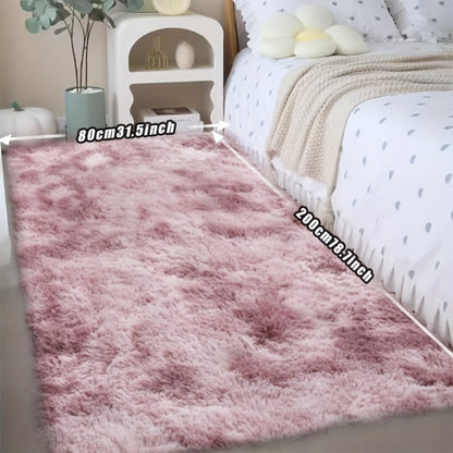 Fluffy Rug Plush Soft Indoor Carpet Non-Slip for Living Room Bedroom Hallway Runner Nursery Kids Play Area — Tie Dye & Solid Colors Multiple Sizes