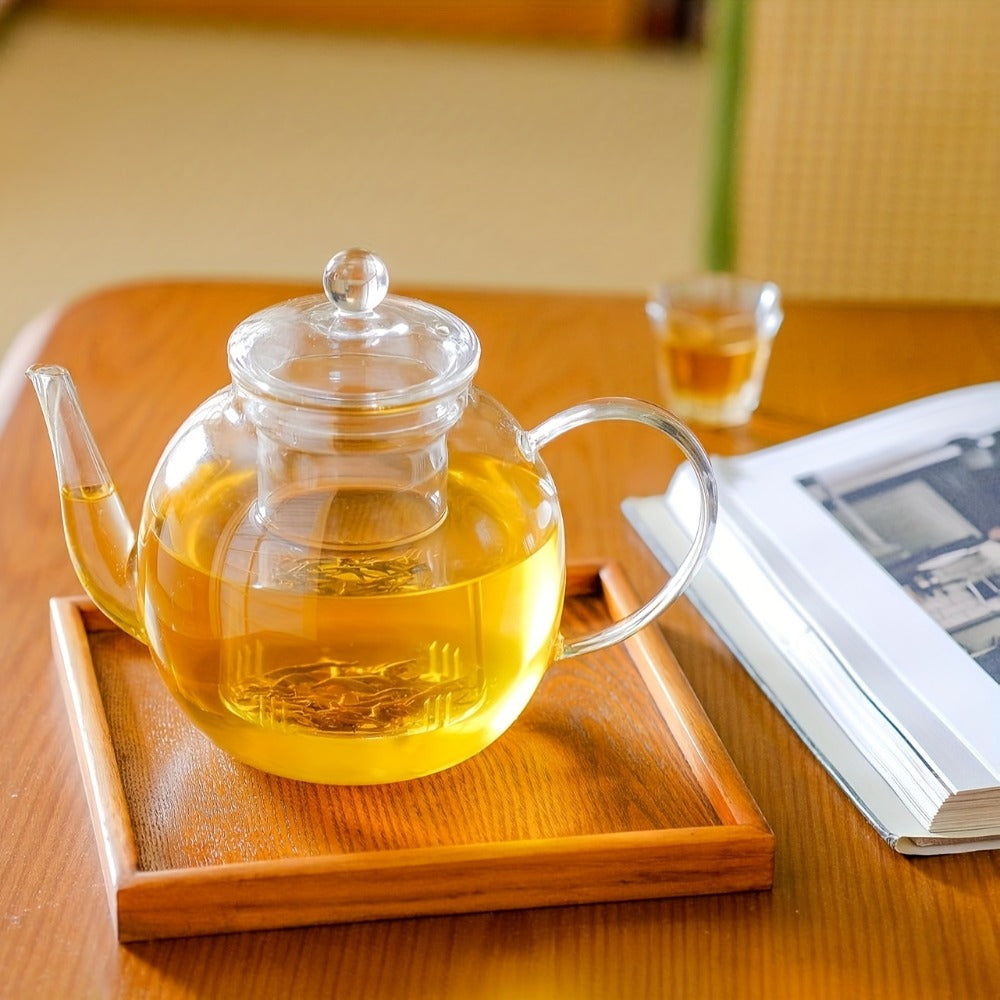 Glass Teapot with Removable Infuser 51oz Borosilicate Clear Tea Kettle Stovetop Safe for Loose Leaf Blooming Herbal & Flower Tea – 1530ml Tea Pot with Optional Teacup Set