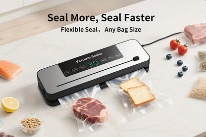 Vacuum Sealer Machine 6-in-1 Automatic Food Sealer 65Kpa Powerful Suction with Bags Cutter & Hose – Sous Vide Compatible Food Storage Vacuum Sealer for Dry & Moist Foods