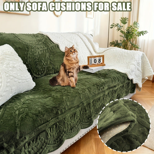 Faux Rabbit Fur Sofa Cover Thickened Quilted Plush Warm Non-Slip Machine Washable Pet Friendly Breathable Sofa Cushion for Living Room Bedroom Office - 2 3 Seater Large