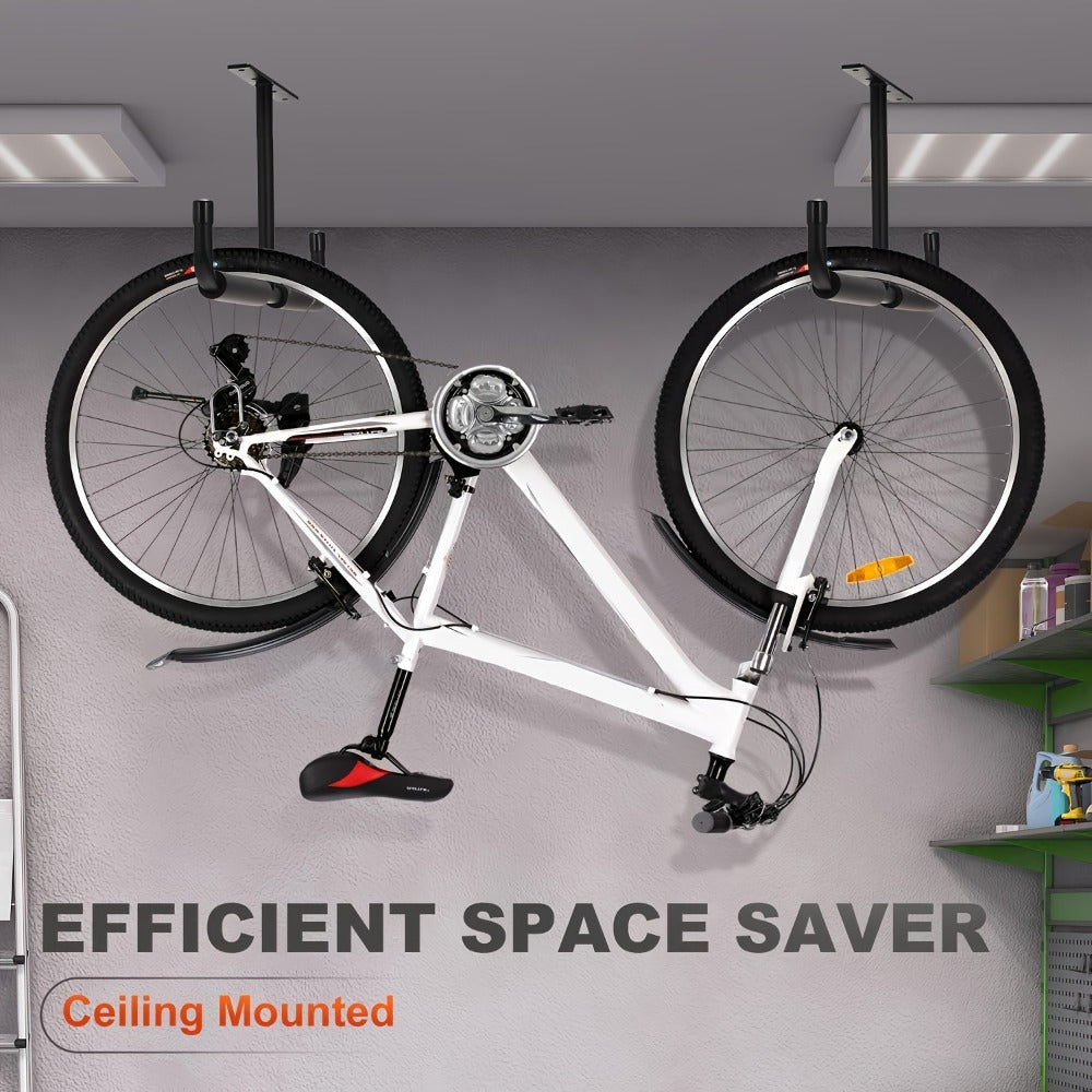 Heavy-Duty Ceiling Garage Storage Hook Rack – Overhead Ladder Hanger with Anti-Slip Foam, Space-Saving Ceiling Mount for Ladders, Hoses & Tools, 2/4pcs