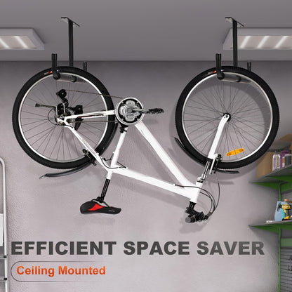Heavy-Duty Ceiling Garage Storage Hook Rack – Overhead Ladder Hanger with Anti-Slip Foam, Space-Saving Ceiling Mount for Ladders, Hoses & Tools, 2/4pcs