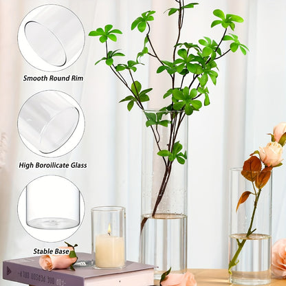 Clear Glass Cylinder Vases 18 36pcs - 4 8 12 Inch Tall Multiple Size Flower Vase for Wedding Centerpiece Table Party Hurricane Floating Candle Holder Home Decor Shelf