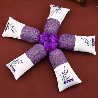 Lavender Scented Sachets Bags for Drawer Wardrobe Closet Car Fragrance - 5A Grade Fresh Purple Lavender Aroma Home Freshener Moth Repellent Gift Set 5pcs or Trial Pack