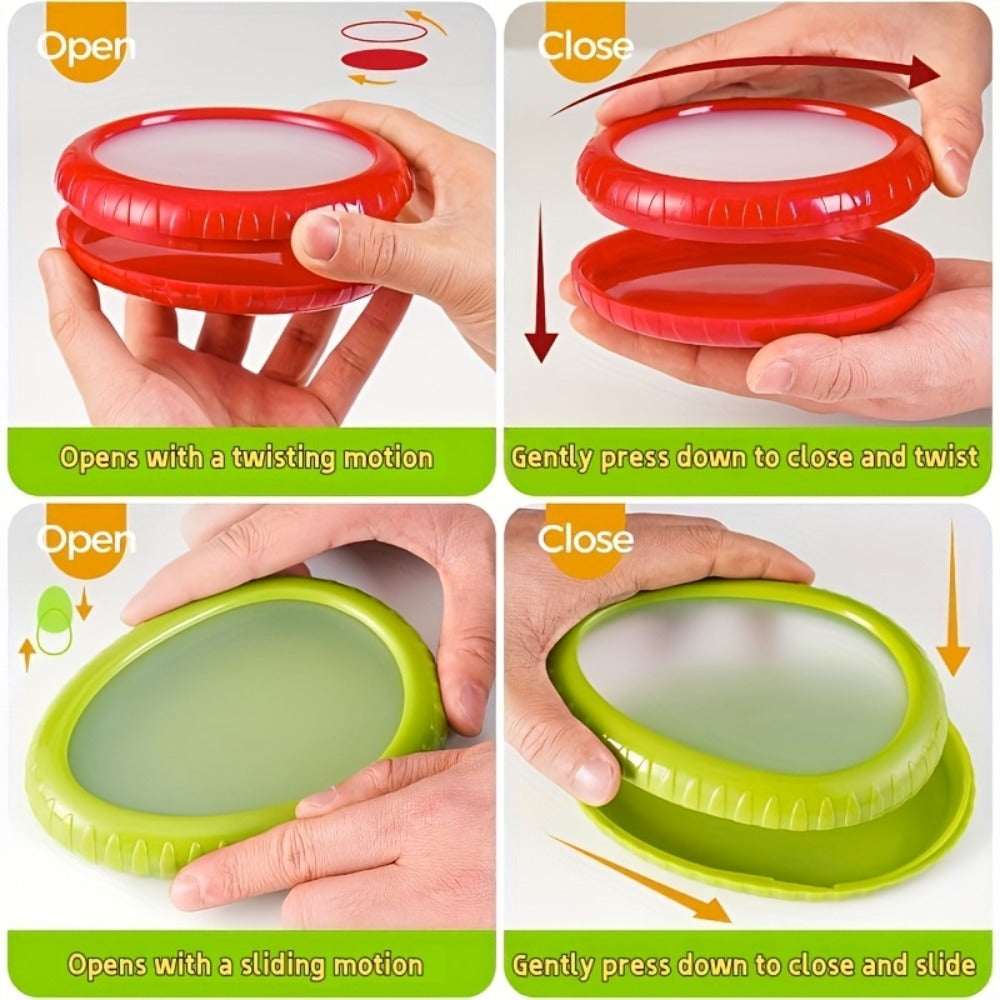 Silicone Food Storage Container Set – Reusable Produce Saver for Avocado, Onion, Tomato, Lemon, Garlic & Potato – Fridge-Safe Vegetable & Fruit Preservation Boxes, Reduce Food Waste