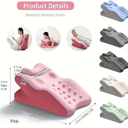 Memory Foam Pillow Ergonomic Support 2 Styles Multi-Functional Breathable for Side Sleeping Back Sleeping Prone Position Removable Washable Pillowcase Back Support