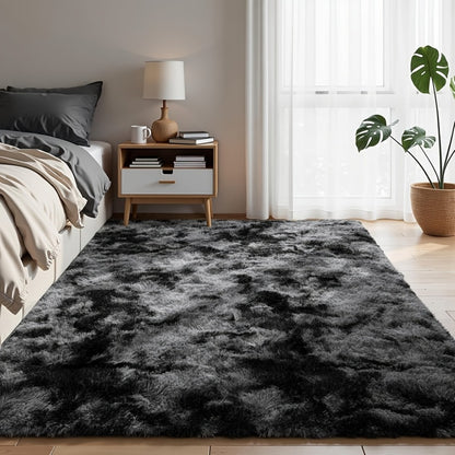 Fluffy Area Rug Tie-Dye Soft Carpet for Living Room Bedroom Office Thickened 1000g/㎡ Machine-Woven Indoor Mat Multi-Color Multi-Size Dark Gray Light Grey Khaki Pink Black White Purple