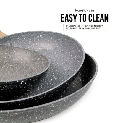 Non-Stick Frying Pan Set 3-Piece 7 9.5 11 Inch – Dishwasher Safe Skillet Set with Insulated Handle | Induction Compatible Home Kitchen Pans in Beige Grey & Black | Durable Even-Heating Cookware