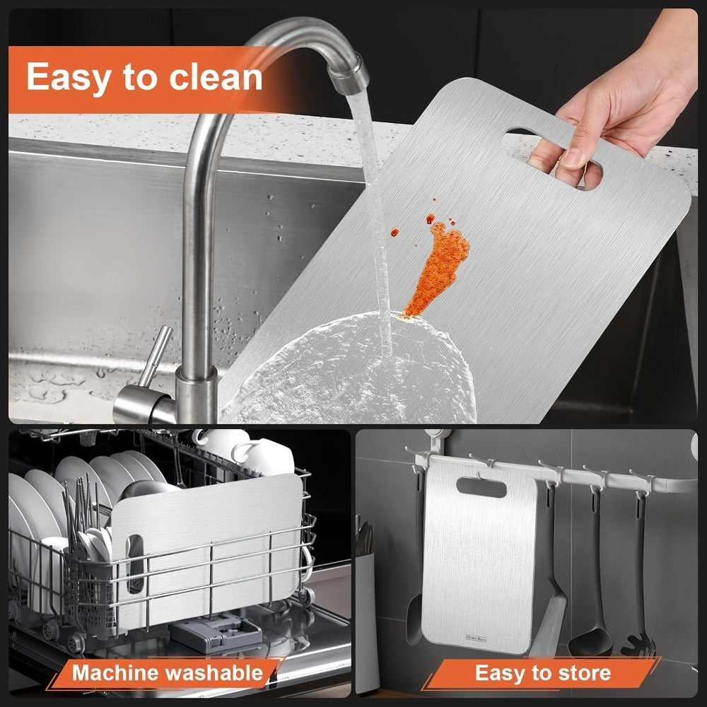Stainless Steel Cutting Board Dual-Sided 9x13 Inch – Non-Slip Kitchen Chopping Board for Meat Vegetables Fish, Compact Design for RV Small Kitchen Home Chef
