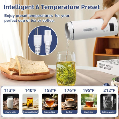 Travel Electric Kettle Portable Mini Water Boiler | 6 Temperature Settings | 304 Stainless Steel | Auto Shut-Off Boil-Dry Protection | BPA-Free | 15oz Coffee Tea Milk Kettle for Travel Home Office
