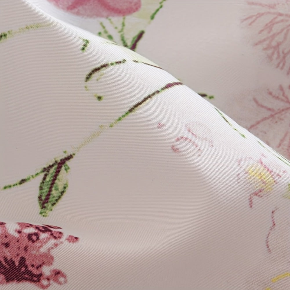 Floral Bedding Set 4-Piece – 1 Fitted Sheet + 1 Flat Sheet + 2 Pillowcases | Soft Breathable Polyester | All-Season Flower Print Bed Sheet Set | Machine Washable | Twin Full Queen King