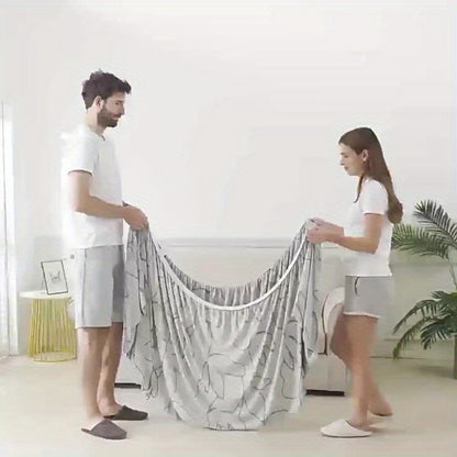 Printed Sofa Cover with Skirt Elastic Four Seasons Universal Furniture Protective Slipcover for Bedroom Office Living Room - 1 2 3 4 Seater Gray