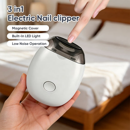 Electric Nail Trimmer with LED Light & 3 Speeds – Automatic Nail Clipper for Seniors, Adults & Thick Toenails, Low Noise, Portable with Nail Scraps Storage, 2pc Set