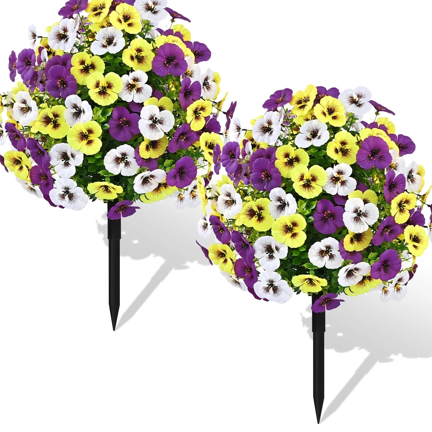 Artificial Topiary Ball Trees for Outdoor & Indoor Decor – UV Resistant Faux Lavender, Azalea & Pansy Shrubs with Ground Spike – Evergreen Fake Plants for Front Porch, Garden & Backyard (Single & 2 Pack)