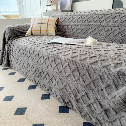 Sofa Throw Cover Shu Velveteen - 300GSM Soft Plush Couch Slipcover Pet Friendly Machine Washable Solid Color Protector for Armchair Loveseat Sectional Sofa, 3 Sizes 5 Colors