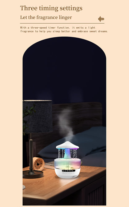Cool Mist Humidifier with 7-Color Night Light Raindrop Music Design Dual Mist Output 26dB Ultra-Quiet 24H Operation Visible Water Level for Bedroom Living Room Office Gift